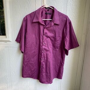 Geoffrey Beene Fitted Men's Sateen Short Sleeve Button Up Dress Shirt Size XL